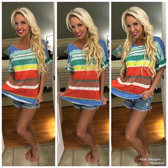 ❤️LAST 1! Soft Multi Striped Twist Back Top! - Picture 6 of 6